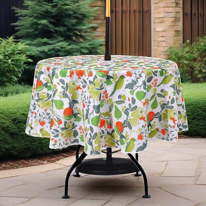 SUQ I OME Outdoor Patio Tablecloth, Bird Plants, 60'' Round with Zipper | Umbrella Hole, Zipper, Garden Tablecloth, For Backyard Parties, BBQs, Family Gatherings
