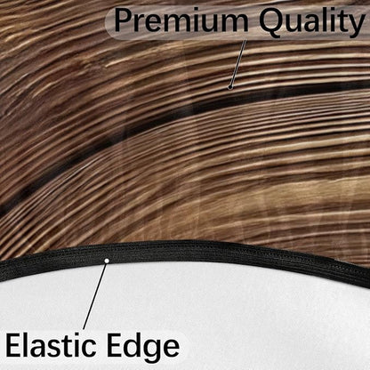 Brown Wooden Texture Round Fitted Tablecloth with Umbrella Hole and Zipper, 36"-44" Outdoor Elastic Tablecloths Wipeable Patio Table Cover for Garden Table Picnic Party BBQs Camping