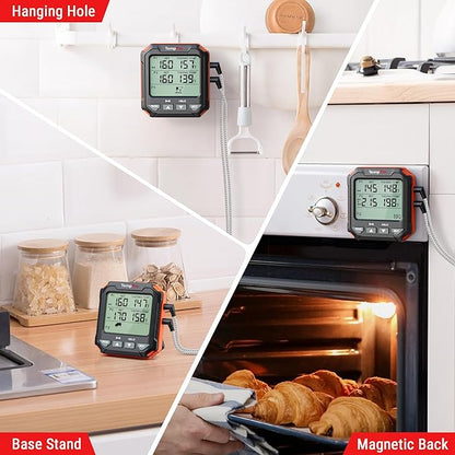 TempPro TP717 Digital Meat Thermometer, Backlit Grill Thermometer Meat Thermometer Oven Safe with 2 Meat Probes, Food Thermometer for Cooking with Temp Alert for Smoker, BBQ(Previously ThermoPro)
