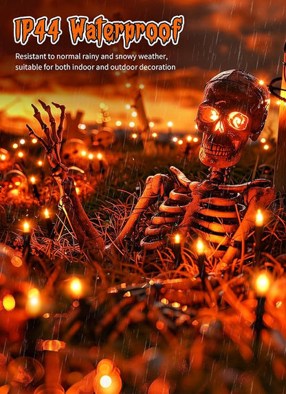 2 Pack Orange Halloween Mini Lights, 10 Feet 50 Count Mini String Lights | Total 100 Count Incandescent Bulb, Connectable Halloween Light for Haunted House Ghost Party Holiday Window Indoor Decoration