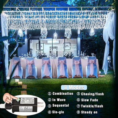 800 LED Christmas Lights Outdoor 262FT Christmas String Lights 8 Modes Clear Wire Waterproof Plug in Twinkle Fairy String Lights for Indoor Outdoor Home Party Garden Decoration, Cool White