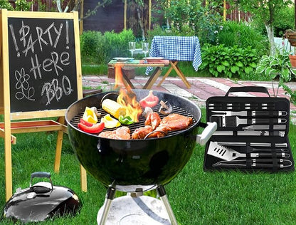 POLIGO 26 PCS Grill Set Backyard BBQ Grill Accessories Stainless Steel Grill Utensils Set with Bag for Fathers Day Birthday - Camping BBQ Tools Grilling Tools Set Ideal Grilling Gifts for Men Women