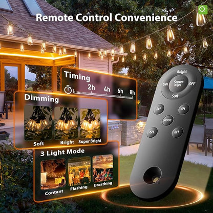 KYY 198FT(192+6) Solar String Lights Outdoor Waterproof with USB & Remote | Dimmable & Timable, Solar Powered Patio Lights with LED Shatterproof Bulbs for Deck Backyard Porch Garden Camping