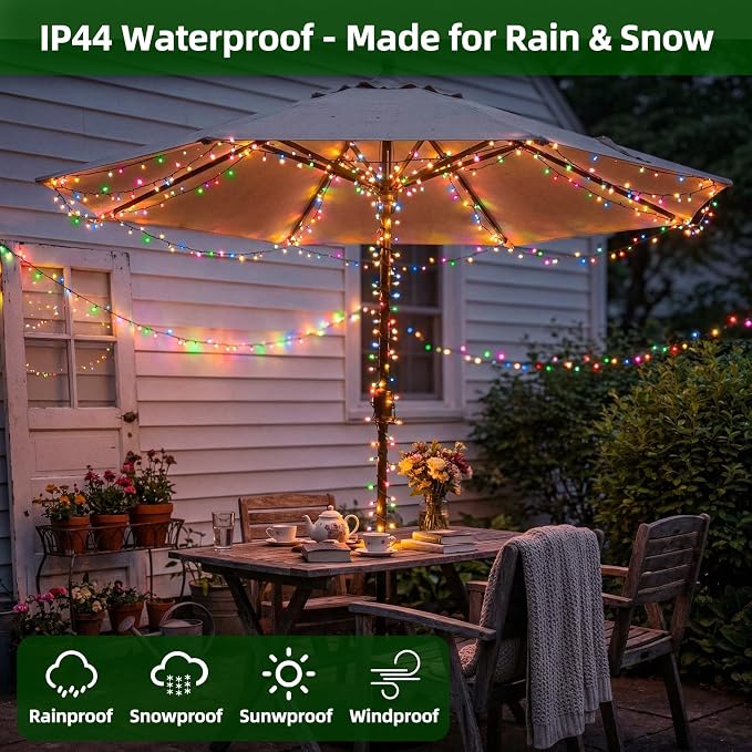 300LED Christmas Lights Outdoor Indoor Use, 12 Lighting Modes 75ft Christmas Tree Lights with Timer, Dimmable Multicolor LED StringLights Waterproof for Yard Tree Wedding Party Holiday Multicolor