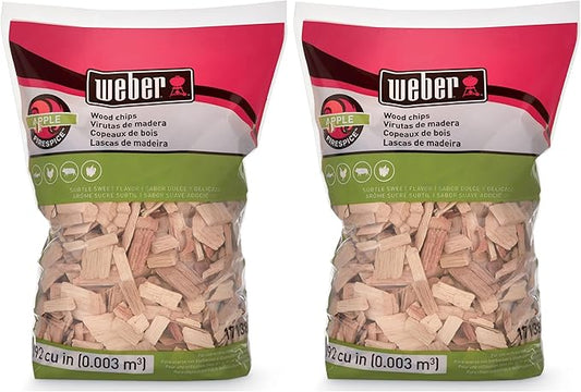 Weber Apple Wood Chips, 2 lb, Pack of 2 | For Grilling and Smoking