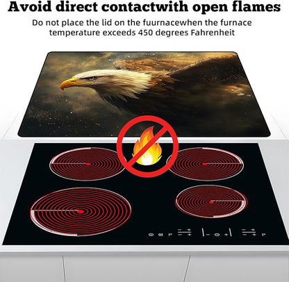 Multi-Design Stove Cover for Glass/Electric Stoves - 3-in-1 Heat-Resistant Protector Mat, Non-Slip Drying Rack 28"x20" (Eagle)