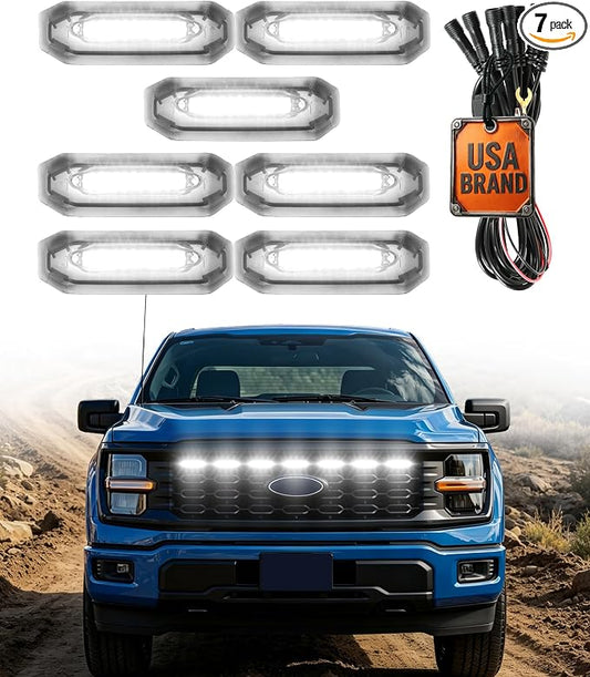 LED Grill Lights for Ford F150 2024-2026 Accessories STX Only, White | Direct-Snap F150 Front Grille Marker Lights, OEM-Style Fit, IP68 Waterproof, Raptor-Style Front-End Upgrade, Off-Road Ready