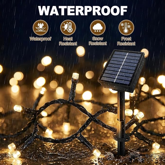 Solar String Lights 2 Pack Total 66FT 200LED Solar Fairy Lights Outdoor Waterproof 8 Modes Twinkle Solar Lights for Patio, Garden Yard Party Wedding Tree Christmas Halloween Decoration, Warm White