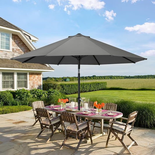 MASTERCANOPY 10ft Patio Umbrella with Tilt & Crank, Dark Gray | 8 sturdy ribs;UV/water resistant;Vent;easy setup;for garden/deck/backyard/pool