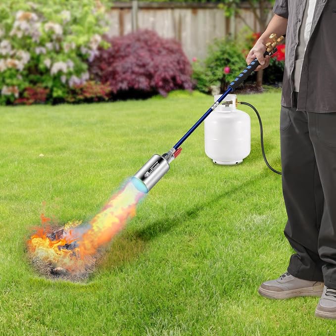 ARTFLAMM Propane Torch Weed Burner Kit with Storage Bag, Torch Gun for Outside with 10 FT Hose, Self Igniter Weed Flame Torch for Fire Pit, Roofing, Melting Snow and Ice