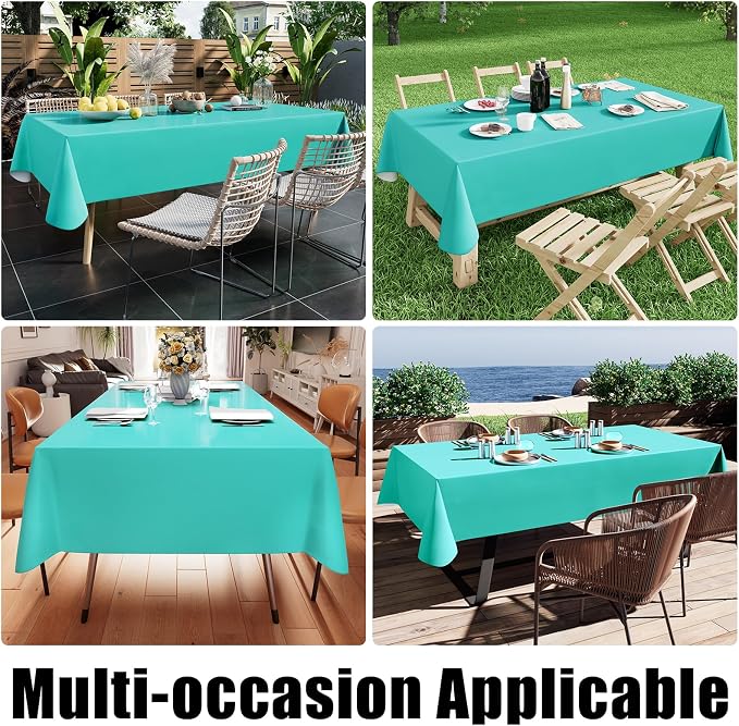 Smiry Rectangle Table Cloth 60x102 Inch, Waterproof Wipeable Vinyl Tablecloths Protector, Oil Spill Proof Plastic Table Cover for Dining, Picnic, Camping, Outdoor, Teal