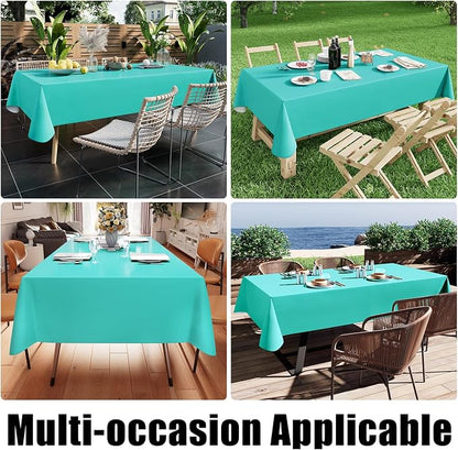 Smiry Rectangle Table Cloth 60x102 Inch, Waterproof Wipeable Vinyl Tablecloths Protector, Oil Spill Proof Plastic Table Cover for Dining, Picnic, Camping, Outdoor, Teal