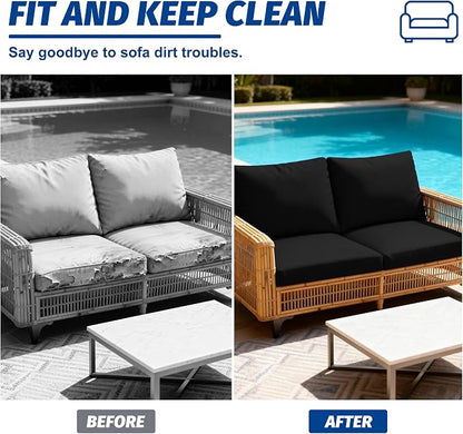 4Pcs Patio Cushion Covers,Outdoor Stretch Cushion Covers,Washable | Stretch Fit,Replacement,Washable and Reusable Furniture Protectors,Fits most patio furniture cushion covers,Cover Only