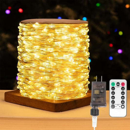 Fairy Lights Plug in,660FT 2000LEDs Waterproof Led String Lights,8 Modes Remote Twinkle Light for Outdoor Indoor Christmas Wedding Birthday Garden Party Decorations,Silver Wire,Warm White