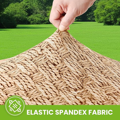 Smiry Spandex Fitted Tablecloth for 8 Foot Rectangle Tables, Washable Picnic Table Cover with Elastic, Stretch Reusable Table Cloth for Outdoor, Camping, Dining & Kitchen (Weave, 30"x96")