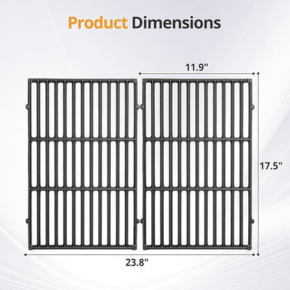 7638 Cast Iron Grill Grates, Compatible with Weber Spirit 300 Series (2007–2017 Front Control) & Spirit II 300 GS4 (2018+), Fits E-310, E-330, S-330, 17.5" x 11.9", 2-Pack