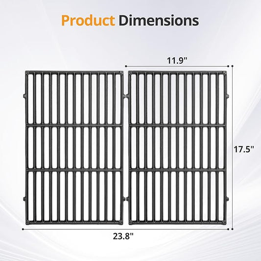 7638 Cast Iron Grill Grates, Compatible with Weber Spirit 300 Series (2007–2017 Front Control) & Spirit II 300 GS4 (2018+), Fits E-310, E-330, S-330, 17.5" x 11.9", 2-Pack