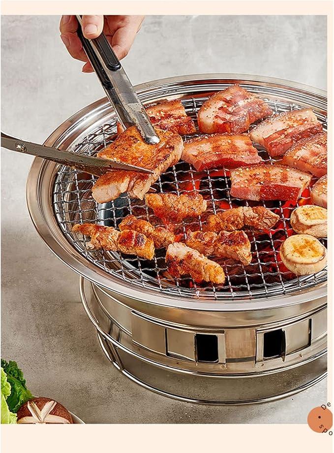 BBQ Grill Outdoor Indoor/Outdoor Charcoal Grill, BBQ Grill Camping Stove Easy to Clean with BBQ Tool Kits for Outdoor BBQ Picnic Camping Patio Backyard Cooking Outdoors Campfire Grill Grate