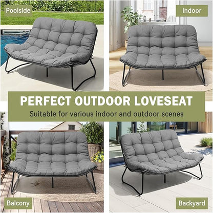 Crestlive Products Outdoor Couch，Patio Loveseat with Soft Cushions All Weather Patio Furniture for Porch/Balcony/Yard (2PC Dark Gray)