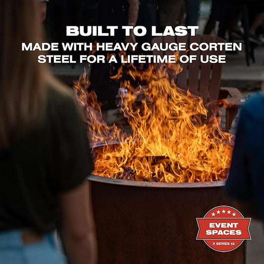 Breeo Smokeless Fire Pit (X Series 42, Corten Steel, Lid Included) | 46 inch Smokeless Firepit for Outside | 190 Pounds | Ideal for Large GatheringsCompatible with Wide Range of Breeo Accessories