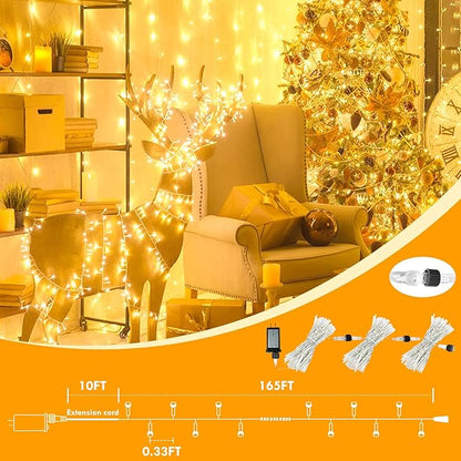 180FT 500LED Extra-Long String Lights Indoor Outdoor Clear Wire, Warm White Christmas String Lights, Plug in Twinkle Fairy Light With Timer and Memory For Wedding Patio Tree Yard Christmas Decorations