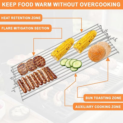 67027 Raised Warming Rack for Weber GS4 Spirit II/I 300 SER Spirit 2 Grill Replacement E310 E320 (2013-2017) Hanging Rack,2-sided Upper Rack for Webber Accessories Weber Spirit II 3 Burner Grill Parts