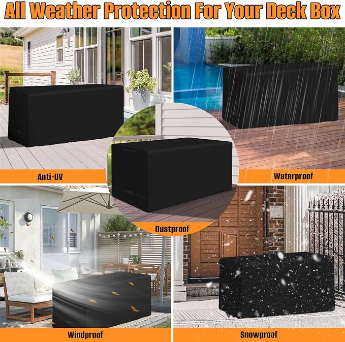 Kovshuiwe 30 Gallon Deck Box Cover Fit for 30 Gallon Resin Deck Box | Waterproof 600D Oxford Fabric, Tear-resistant Storage Box Cover, 24"L x 19"W x 22"H（Only Cover）
