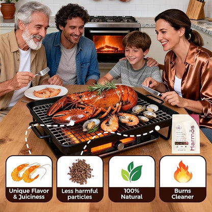 Harmos 4- Wood Pellet Spanish BBQ Pirate Barbecue, Hardwood pellets for Smokers and Backyard barbecues, sealable Bags, 2 Packs