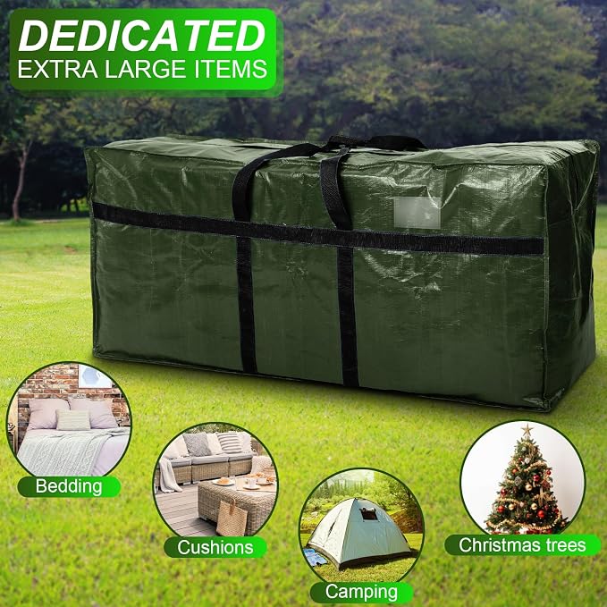 6 Pcs 66 Gallon Extra Large Moving Bags Heavy Duty Storage Bag with Strong Zipper Handle Foldable XXL Jumbo Storage Tote Packing Moving Box for College Dorm Travel Cloth Duffle (Army Green)