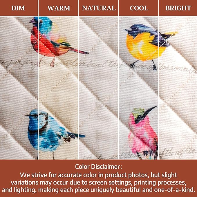 Maison d' Hermine Pot Holders 100% Cotton Heat Resistant Potholders 8" x 8" Hot Pads with Loop BBQ Cooking Baking Hotel Farmhouse Kitchen Handling Hot Pans Spring Summer (Pack of 2, Birdies on Wire)