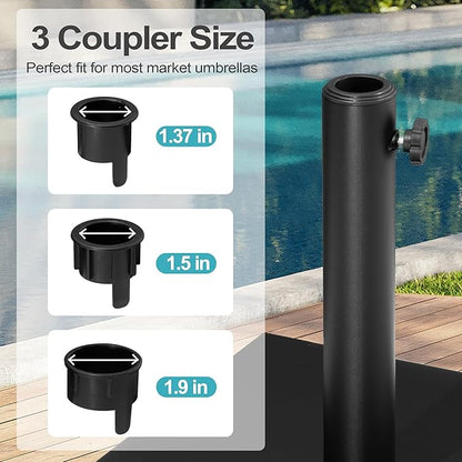 Patio Umbrella Base with Wheels, 43lbs Outdoor Umbrella Stand | With 2 Wheels, Square Heavy Duty Base, Suitable for 6-12FT Most Market Umbrella, for Deck, Lawn, Poolside