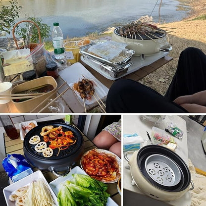 Mini Portable Barbecue Grill, Outdoor BBQ Grill Korean Style Charcoal Grill, Easy to Assemble and Clean, A Variety of Packages Available(Dark Gray,D)
