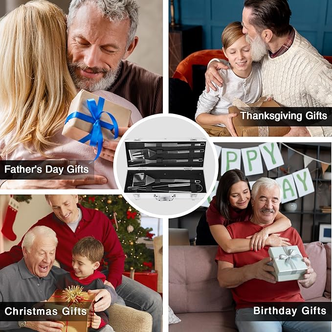 Grandpa Gifts for Fathers Day - Heavy Duty BBQ Grilling Accessories Kit for Outdoor Grill - Best Grandpa Gifts for Birthday Christmas