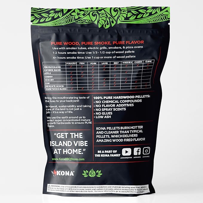 Kona 100% Apple Wood Pellets - Concentrated, Pure, Old Growth Hardwood Grilling Pellets - for BBQ, Smoker Tubes, Grills - 8 lbs 100% Apple