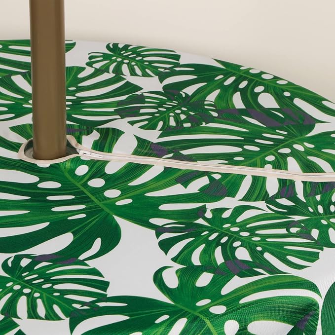 EHouseHome Outdoor Indoor 70inch Round Tablecloth with Umbrella Hole and Zipper, Waterproof Zippered Patio Table Cloths, Spring/Summer Table Covers for Backyard Circular Table/BBQs/Picnic