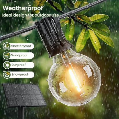 Svater Solar Outdoor String Lights 75 FT, G40 Patio Lights Shatterproof Dimmable Vintage Edison Bulbs, Solar Powered Weatherproof Light for Patio, Backyard, Garden, Bistro, Warm White