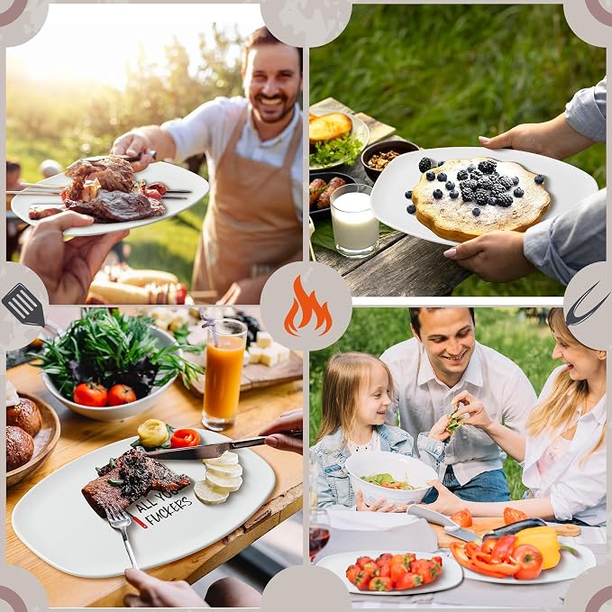 R HORSE Funny Melamine Grill Platter Gift, Barbecue White Oval Serving Tray | Christmas, New Year, Birthday Gift for Men, Dad, Boyfriend, Ideal for Appetizer Dessert Charcuterie Outdoor Indoor Party