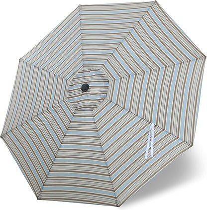 MASTERCANOPY Patio Umbrella 10 ft Replacement Canopy for 8 Ribs-Khaki and Turquoise Stripe Canopy Only
