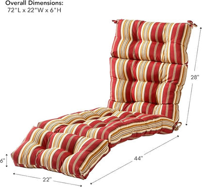Greendale Home Fashions 72 x 22-inch Outdoor Chaise Lounge Cushion, Tuscan Stripe