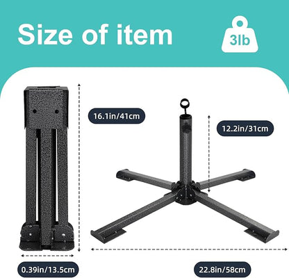 AMMSUN Foldable Portable Beach Umbrella Stand, Patio Umbrella Base Holder | Outdoor Sunshade Anchor, with Weight Bag, Rust-Free Tempered Iron Umbrella Stand for Courtyard, Garden, Beach, Lawn, Fishing