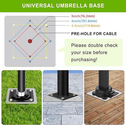 Dolibest Heavy Duty In-Ground Umbrella Base, All-Steel Ground Umbrella Stand, Universal Patio Umbrella Anchor, Space-Saver Design for Outdoor Offset Cantilever and Middle Pole Patio Umbrellas