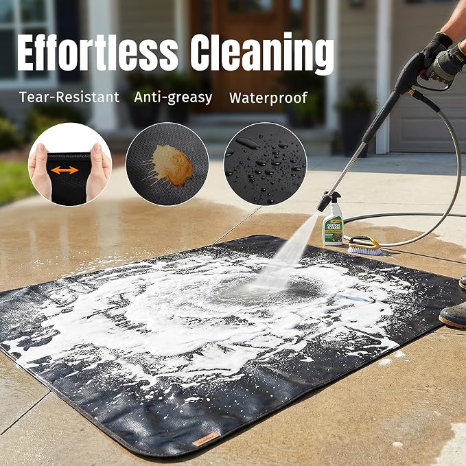 79X52 Inch Under Grill Mats for Outdoor Grill FirepProof Deck Protection | Heavy Duty Waterproof BBQ Grill Mat, Non-Slip Fire Resistant Mat for Blackstone, for Weber, Fire Pit and Fireplace