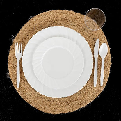 PARTY BARGAINS Argyle White Plastic Cutlery Set 2160-Piece – 1080 Forks, 720 Spoons, 360 Knives – Heavy-Duty Disposable Utensils for Parties, Weddings, Buffets, BBQs & Catering – BPA Free
