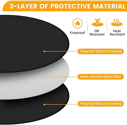 36" Fire Pit Mat for Solo Stove Bonfire, Double Sided Round Fireproof Under Grill Mat, Reusable Outdoor Grill Deck Protector for Solo Stove Accessories, Easy to Clean