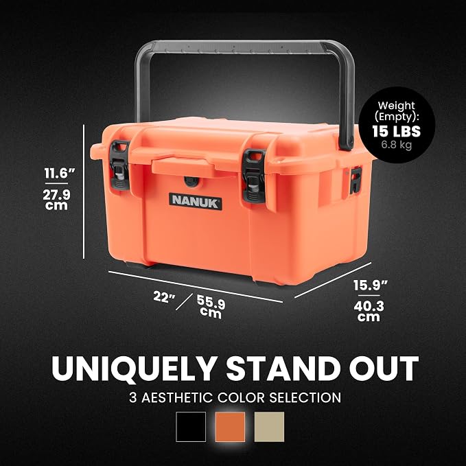 NANUK Trail 35 – 38.8 L (10.2-Gallon) Waterproof Gear Case – Modular Cargo Case for Camping, Fishing, Hunting & Outdoor Storage – Dustproof and Impact Resistant (22.0” x 15.9” x 11.6”) – Orange