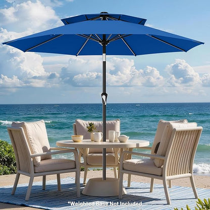AreShark 10ft 2 Tiers Patio Umbrella - Outdoor Umbrella Waterproof UV Protection, Market Table Umbrella w/Push Button Tilt&Crank for Pool, Porch, Garden(Royal Blue)