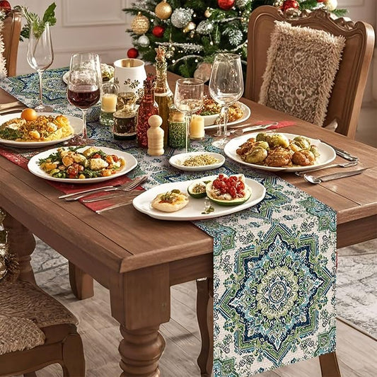Mandala Table Runner,Dining Decor for Kitchen Coffee Table Family Dinners Holiday Parties Wedding Events Decor(13x72 inch)