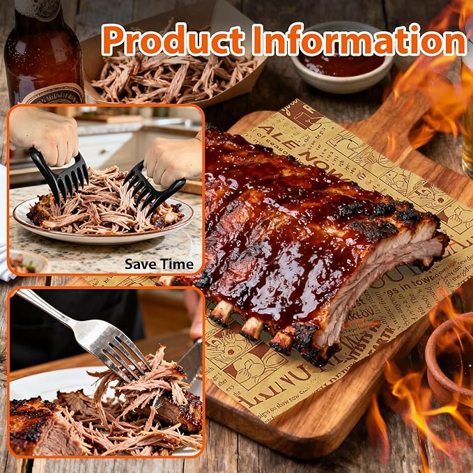23 Pcs BBQ Blanket for Resting Meat 21" Smoker Meats Resting Bag Insulated Resting Bag with Wide Mouth Bear Paws Meat Claws Greaseproof Papers Reusable Smoker Grilling Accessories