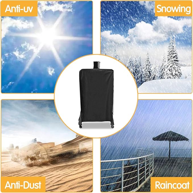 Grisun Vertical Pellet Smoker Cover for Pit Boss 4/5 Series, PBV4PS1, PBV4PS2, PBV5P1, PBV5PW1, 4 II Series PB10739, 600D Anti-Fade Waterproof 73550 Grill Cover for Pro Series 4 Smokers, Zipper Design