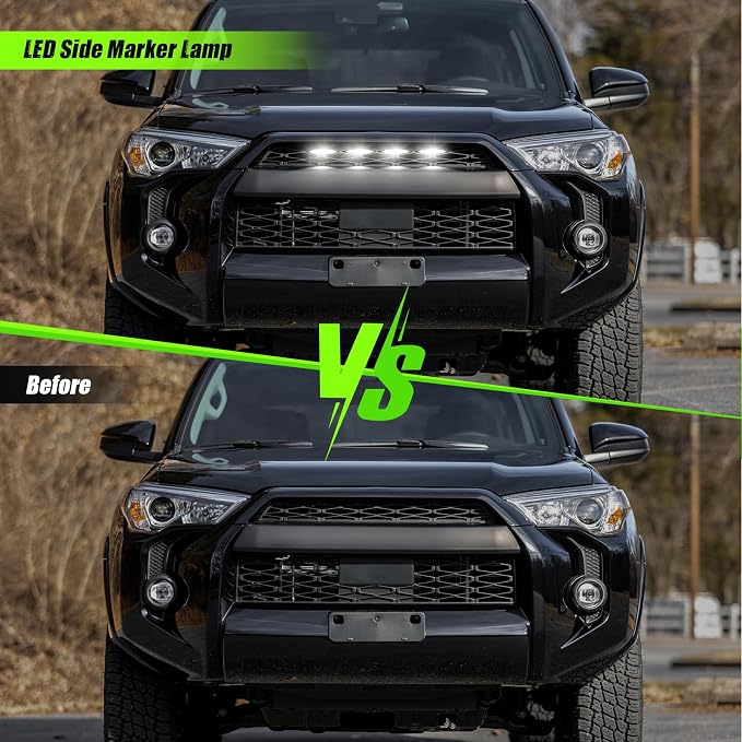 White LED Grill Led Lights Compatible with 4Runner 2014-2024 TRD Pro 2014-2019 SR5, Premium, Limited, TRD Off-Road 4 PCS Smoke Lens